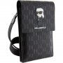 Karl Lagerfeld Saffiano Monogram Ikonik NFT univerzálna taška pre iPhone - čierna
