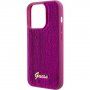 Guess Sequin Script Logo kryt s flitrami pre iPhone 15 Pro - fuksiový