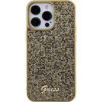 Guess Square Mirror Script Logo kryt pre iPhone 15 Pro Max - zlatý