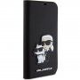 Karl Lagerfeld Saffiano Karl and Choupette NFT flipové puzdro pre iPhone 15 Pro - čierne