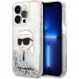 Karl Lagerfeld Liquid Glitter Karl Head kryt pre iPhone 15 Pro Max - strieborný