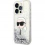 Karl Lagerfeld Liquid Glitter Karl Head kryt pre iPhone 15 Pro Max - strieborný