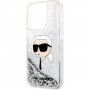 Karl Lagerfeld Liquid Glitter Karl Head kryt pre iPhone 15 Pro Max - strieborný