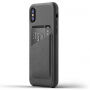 Mujjo Full Leather Wallet puzdro pre Apple iPhone X – sivá