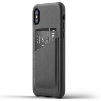 Mujjo Full Leather Wallet puzdro pre Apple iPhone X – sivá