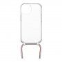 FIXED Pure Neck transparentný kryt so šnúrkou pre iPhone 15 Pro Max - ružový