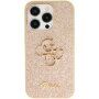 Guess Fixed Glitter 4G Metal Logo trblietavý kryt pre iPhone 15 Pro Max - zlatý