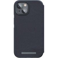 NJORD Leather flipové puzdro s MagSafe pre iPhone 14 - tmavosivé