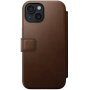Nomad Modern Leather Folio flipové puzdro s MagSafe pre iPhone 15 - hnedé