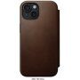 Nomad Modern Leather Folio flipové puzdro s MagSafe pre iPhone 15 - hnedé