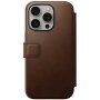 Nomad Modern Leather Folio flipové puzdro s MagSafe pre iPhone 15 Pro - hnedé