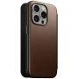Nomad Modern Leather Folio flipové puzdro s MagSafe pre iPhone 15 Pro - hnedé