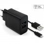 FIXED sieťová nabíjačka 15W 2xUSB s USB-A/Lightning káblom - MFi na iPhone/iPad - čierna