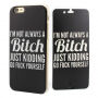 Otváracie / flip gumové puzdro pre iPhone 6 / 6S - čierne s&nbsp;nápisom "bitch"