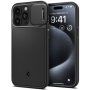 Spigen Optik Armor MagFit odolný kryt s posuvnou krytkou kamery a MagSafe pre iPhone 15 Pro Max - čierny