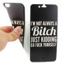 Otváracie / flip gumové puzdro pre iPhone 6 / 6S - čierne s&nbsp;nápisom "bitch"