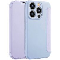 Peňaženkové puzdro zo silikónu a PU kože pre iPhone 15 Pro Max - fialové