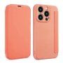 Peňaženkové puzdro zo silikónu a PU kože pre iPhone 15 Pro Max - oranžové
