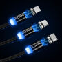 FLOVEME Round magnetický kábel USB-A / USB-C/Micro USB/Lightning pre iPhone / iPad / iPod / AirPods - 1 m - strieborná