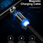 FLOVEME Round magnetický kábel USB-A / USB-C/Micro USB/Lightning pre iPhone / iPad / iPod / AirPods - 1 m - strieborná