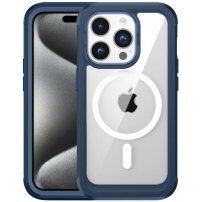 Nárazuvzdorné puzdro so zosilnenými rohmi a MagSafe na iPhone 15 Pro - modré