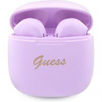 Guess True Wireless Script Logo bezdrôtové slúchadlá pre Apple zariadenia - fialová
