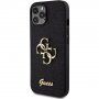 Guess Fixed Glitter 4G Metal Logo trblietavý kryt na iPhone 12 / 12 Pro - čierny