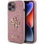 Guess Fixed Glitter 4G Metal Logo trblietavý kryt na iPhone 12 / 12 Pro - ružový