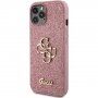 Guess Fixed Glitter 4G Metal Logo trblietavý kryt na iPhone 12 / 12 Pro - ružový