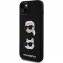 Karl Lagerfeld Karl and Choupette Heads silikónový kryt na iPhone 15 Plus - čierny