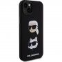 Karl Lagerfeld Karl and Choupette Heads silikónový kryt na iPhone 15 Plus - čierny