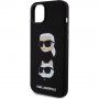 Karl Lagerfeld Karl and Choupette Heads silikónový kryt na iPhone 15 Plus - čierny