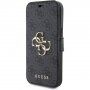 Guess 4G Metal Logo flipové puzdro na iPhone 15 - šedé