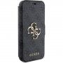 Guess 4G Metal Logo flipové puzdro na iPhone 15 - šedé
