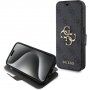 Guess 4G Metal Logo flipové puzdro na iPhone 15 Pro - šedé