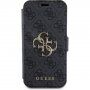 Guess 4G Metal Logo flipové puzdro na iPhone 15 Pro - šedé