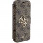 Guess 4G Metal Logo flipové puzdro na iPhone 15 - hnedé