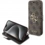 Guess 4G Metal Logo flipové puzdro na iPhone 15 Pro - hnedé