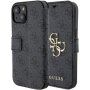 Guess 4G Metal Logo flipové puzdro na iPhone 15 - šedé