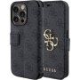 Guess 4G Metal Logo flipové puzdro na iPhone 15 Pro - šedé