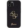Guess Fixed Glitter 4G Metal Logo trblietavý kryt na iPhone 12 / 12 Pro - čierny