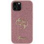 Guess Fixed Glitter 4G Metal Logo trblietavý kryt na iPhone 12 / 12 Pro - ružový