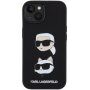 Karl Lagerfeld Karl and Choupette Heads silikónový kryt na iPhone 15 Plus - čierny
