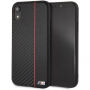 BMW Carbon Red Stripe Hard case kryt pre iPhone XR – čierna