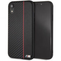 BMW Carbon Red Stripe Hard case kryt pre iPhone XR – čierna