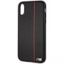 BMW Carbon Red Stripe Hard case kryt pre iPhone XR – čierna
