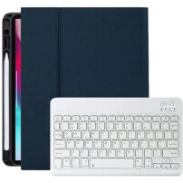 Puzdro s bielou klávesnicou a priestorom na Apple Pencil pre iPad Pro 11" (2018-2022) - tmavomodré