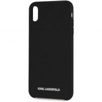 Karl Lagerfeld Silver Logo Silicone Case kryt pre iPhone XR – čierna