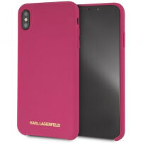 Karl Lagerfeld Gold Logo Silicone Case kryt pre iPhone X/XS – fuksiová