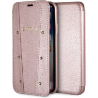 Guess Kaia Book case puzdro pre iPhone X/XS – ružovo-zlatá